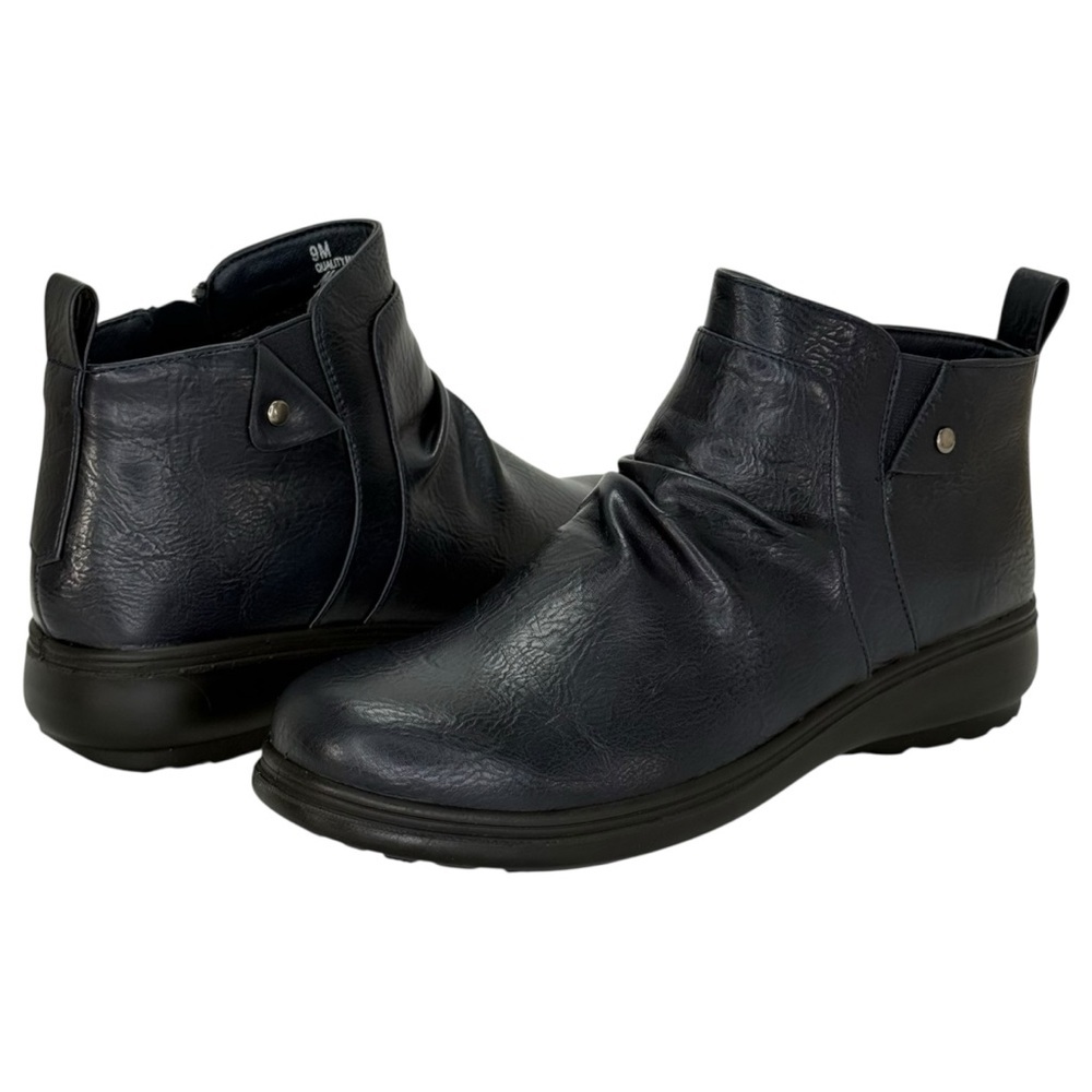 Easy Street Ariadne Navy Burnished Faux Leather Womens Shooties Size 9M - Picture 9 of 12